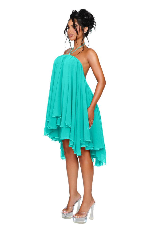 Azaria | Chiffon Halter Mini Dress