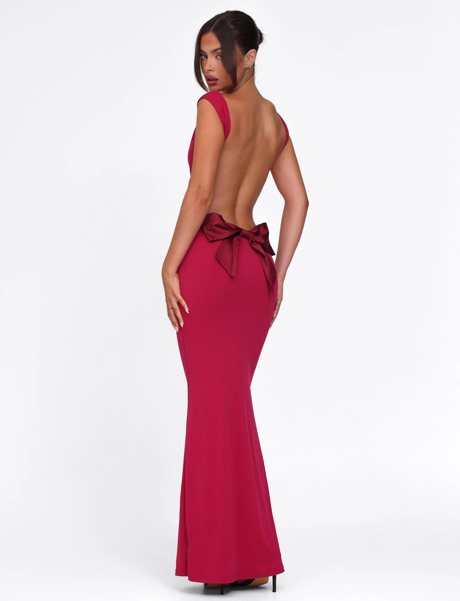 Serena | Crimson Cowl Maxi Dress