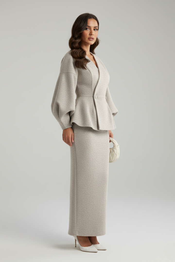 Camille Puff Sleeve Blazer & Midi Skirt Set
