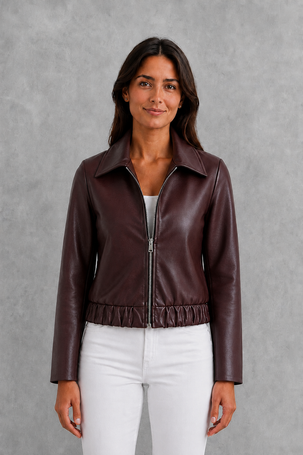 Alessia Leather Look Cropped Jacket