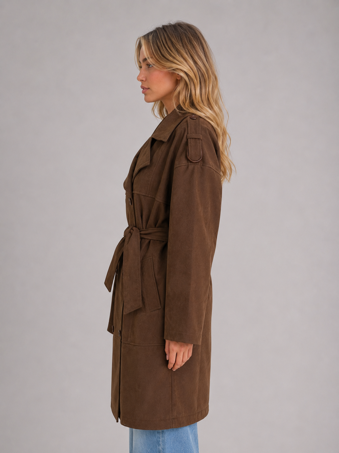 Diana Suede Look Trench Coat