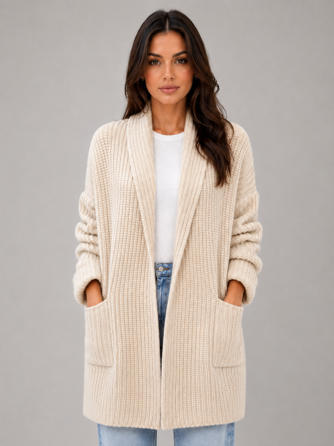 Women's Open Front Cardigan with Pockets
