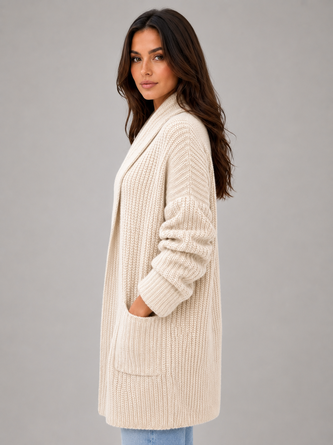Women's Open Front Cardigan with Pockets
