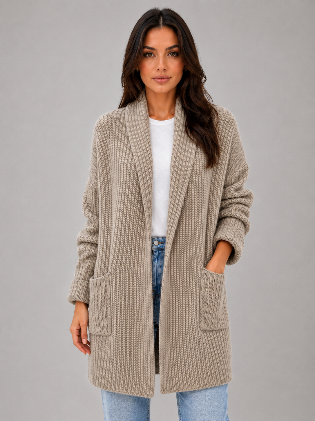 Women's Open Front Cardigan with Pockets