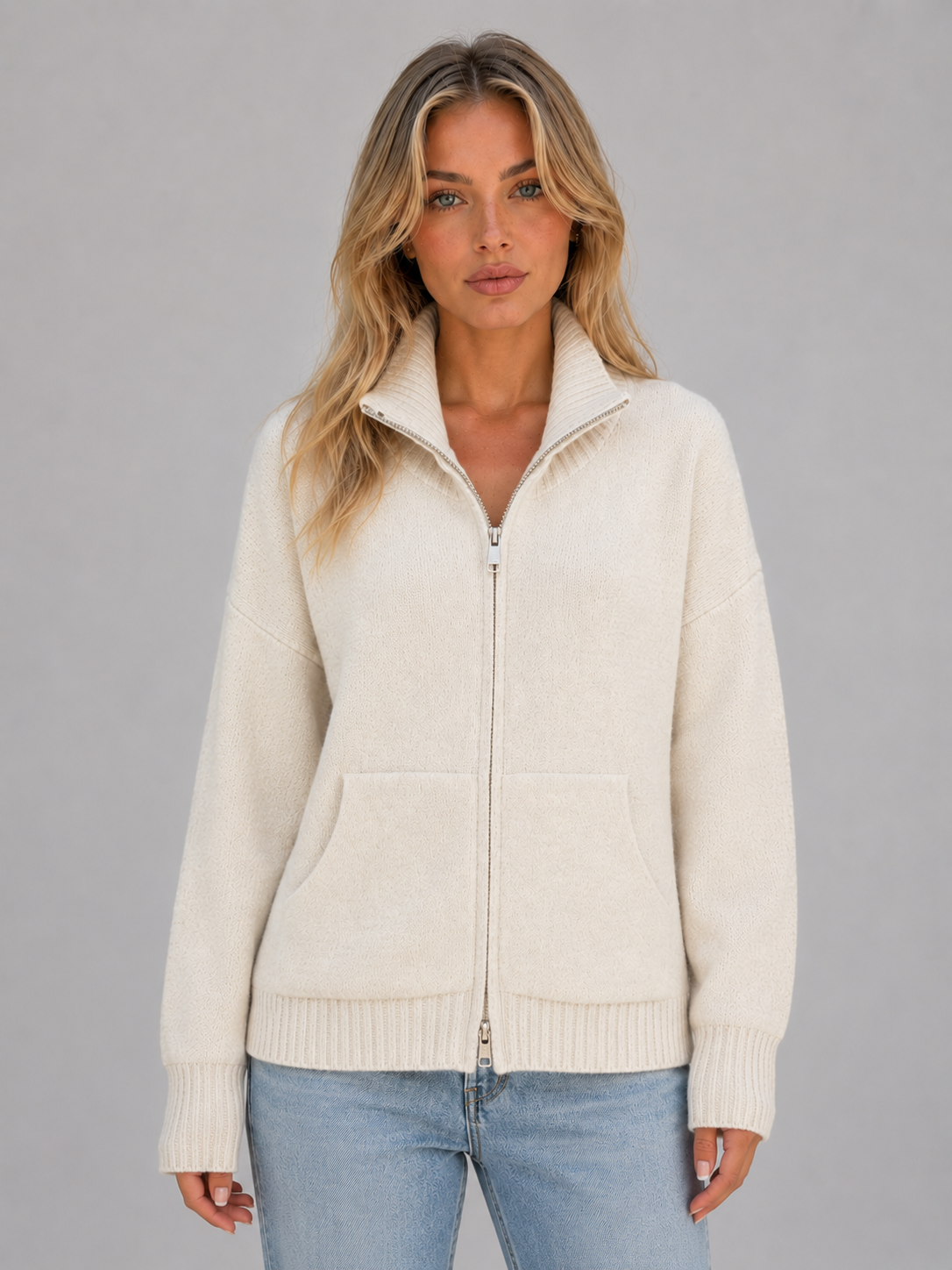 Women's Zip Up Knitted Sweater