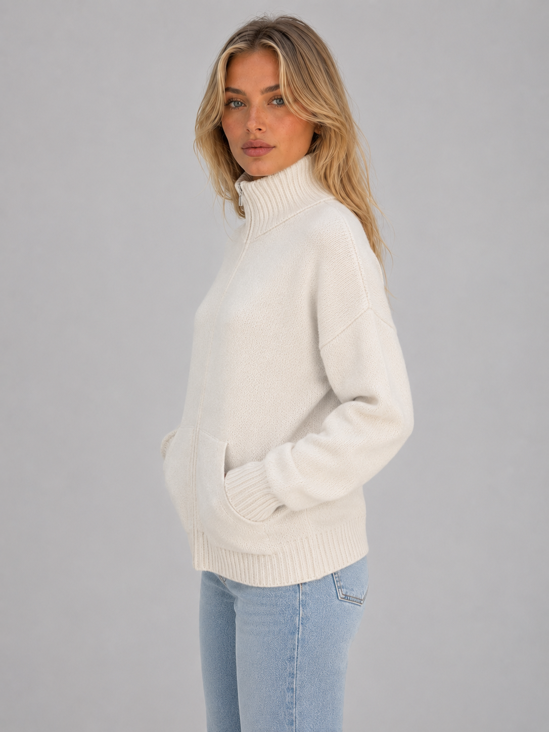Women's Zip Up Knitted Sweater
