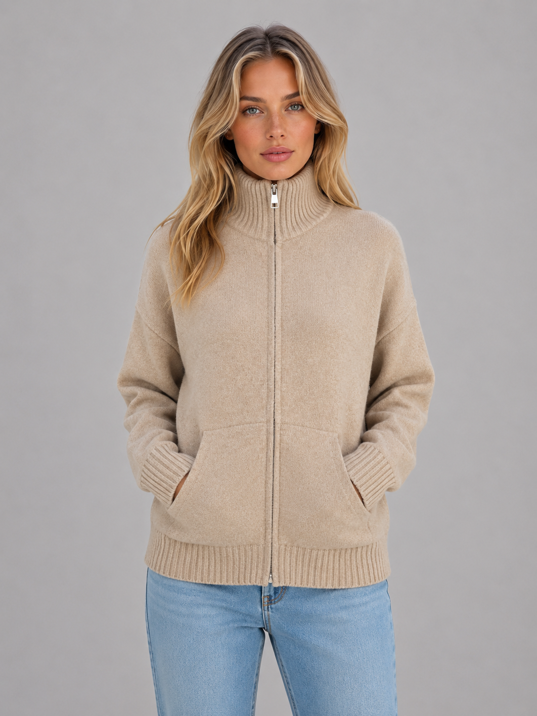 Women's Zip Up Knitted Sweater