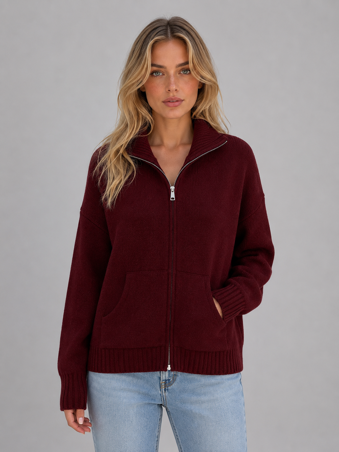 Women's Zip Up Knitted Sweater