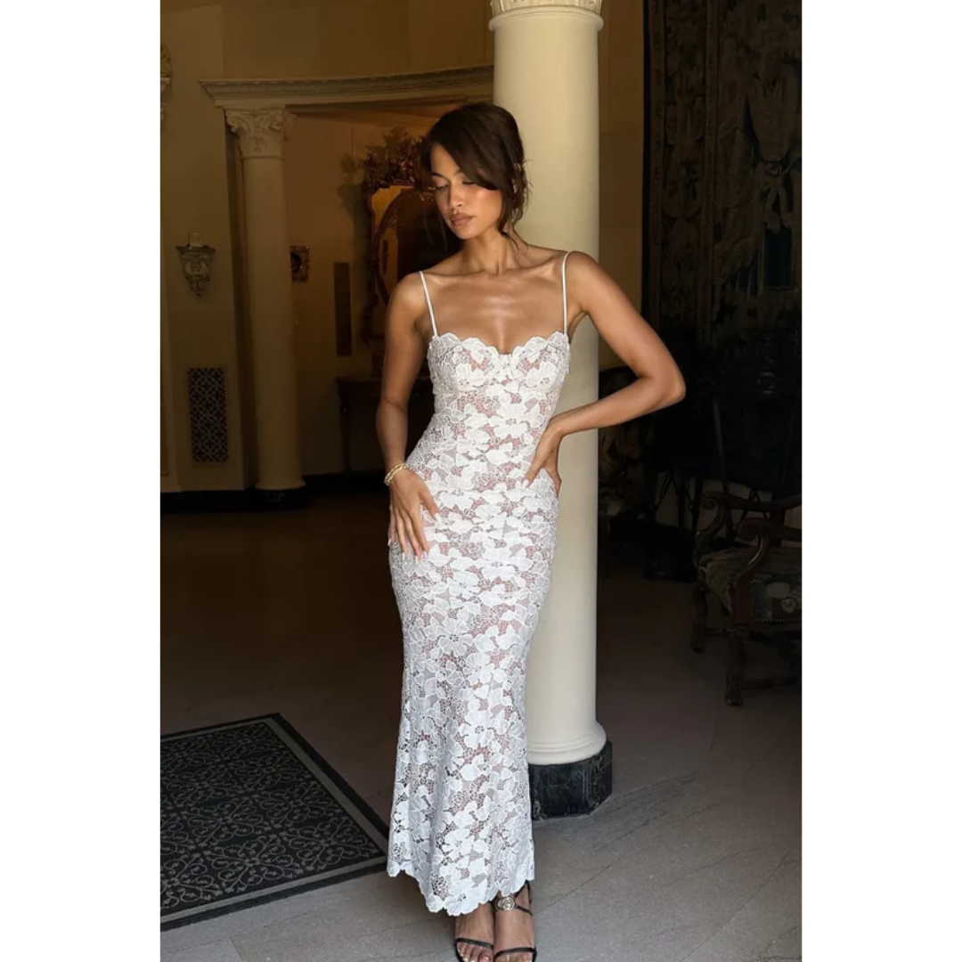 Ada White Lace Maxi Dress