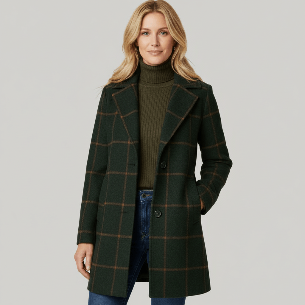 Adriana Plaid Winter Trench Coat