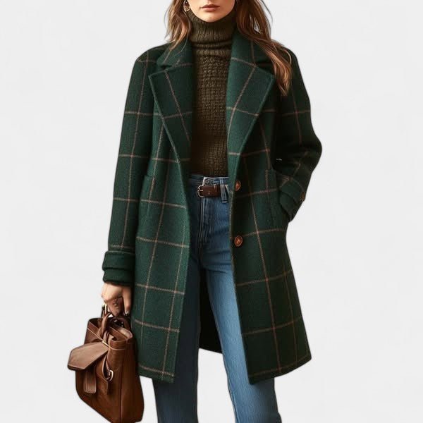 Adriana Plaid Winter Trench Coat
