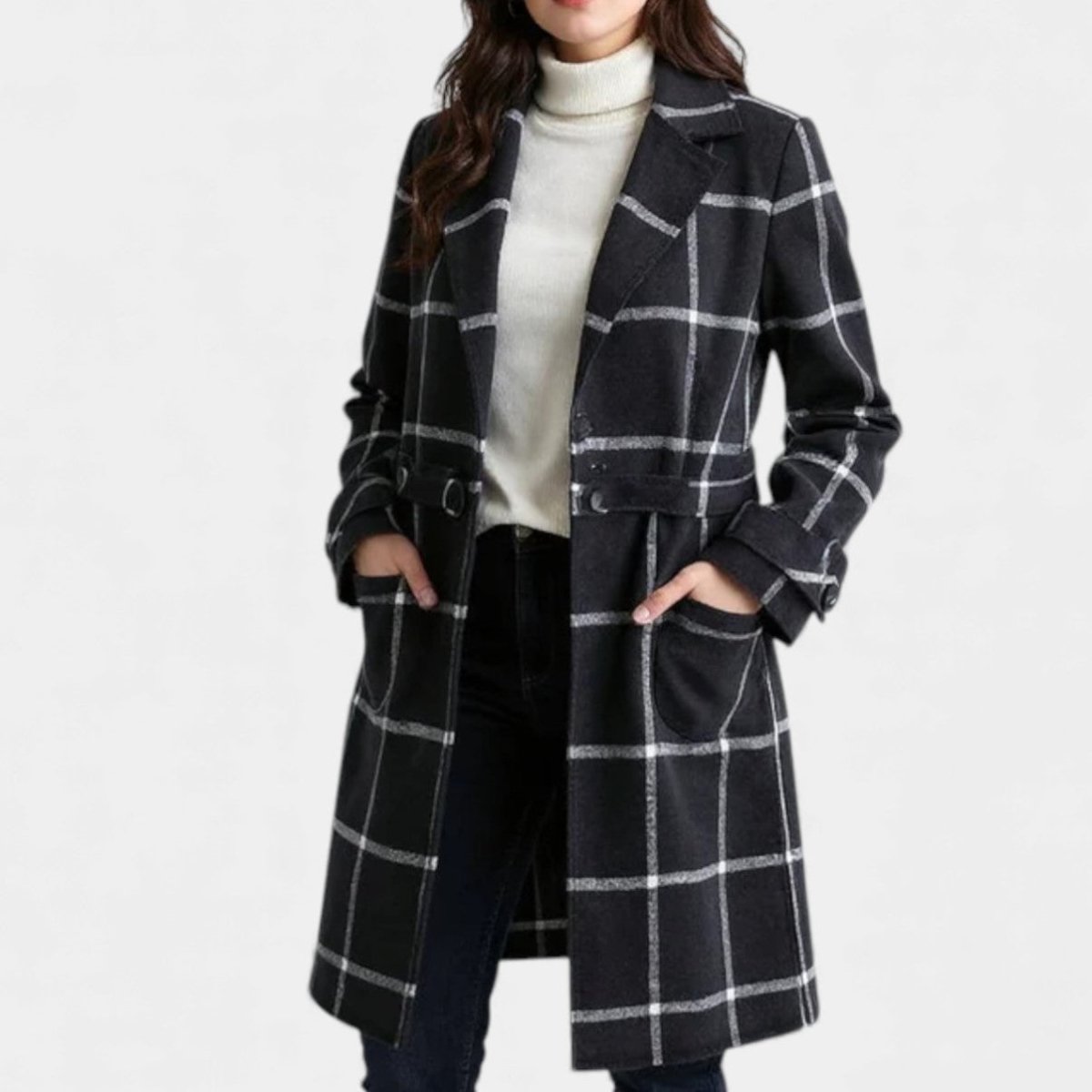 Adriana Plaid Winter Trench Coat