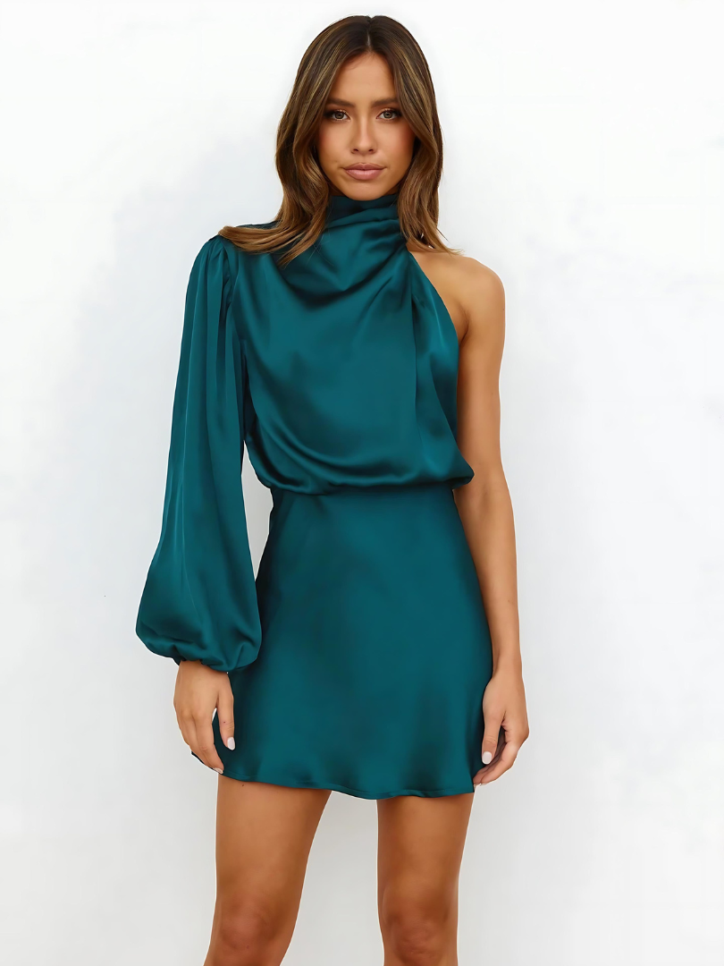 Eline Satin One-Shoulder Dress