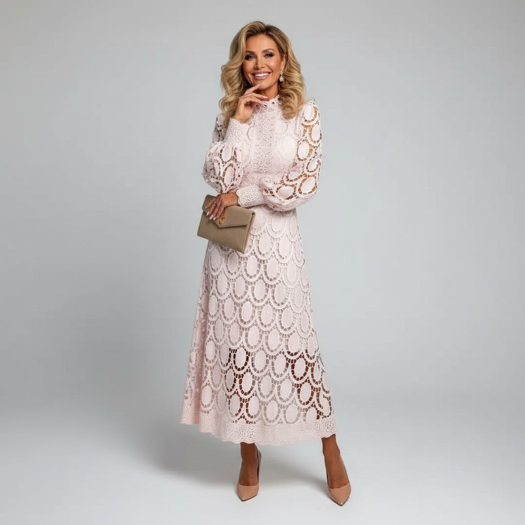 Marit Long Sleeve Wedding Guest Midi Dress