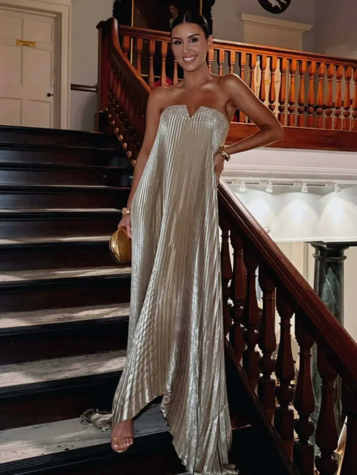 Aleya | Pleated Tie Gown