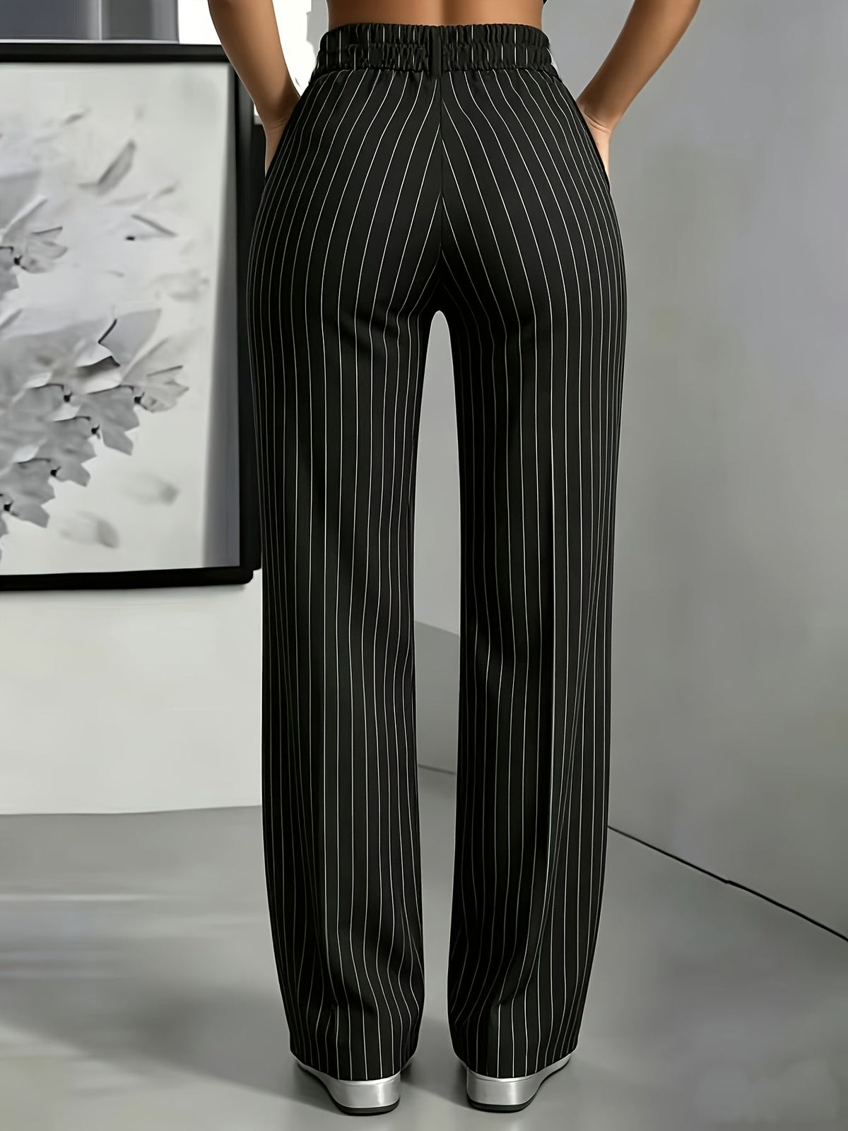 Elodie Pinstripe Straight-Leg Trousers