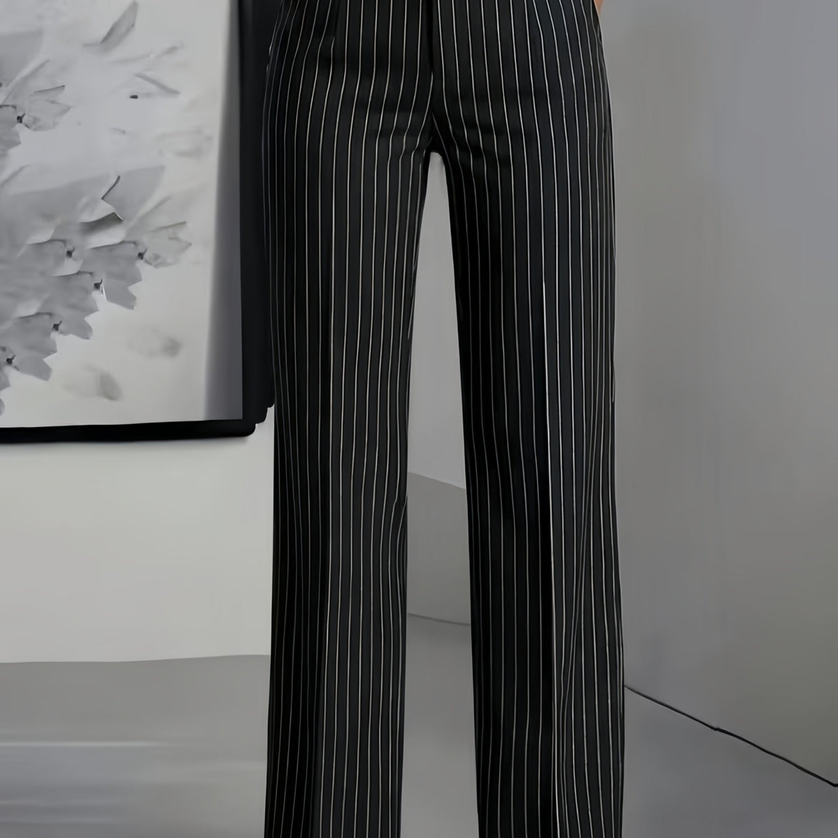 Elodie Pinstripe Straight-Leg Trousers