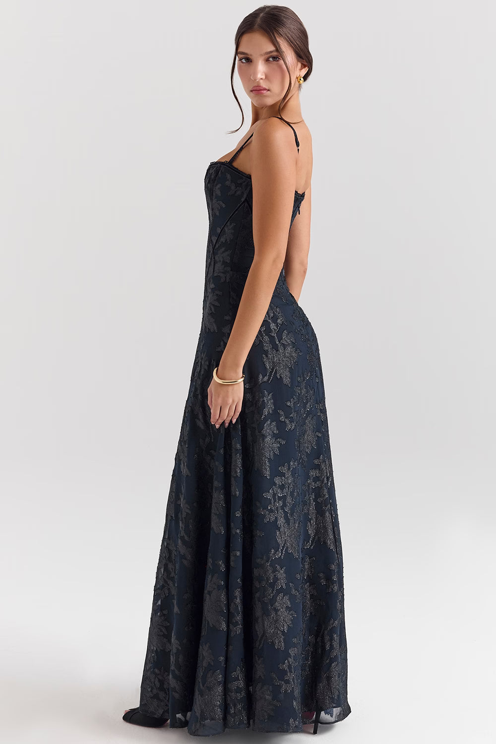 Celestine | Lurex Chiffon Corset Maxi Dress