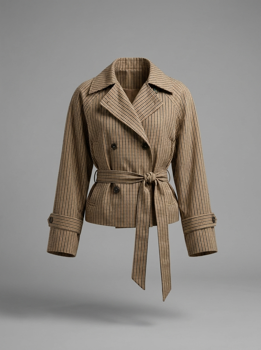 Celeste Checked Belted Trench Coat