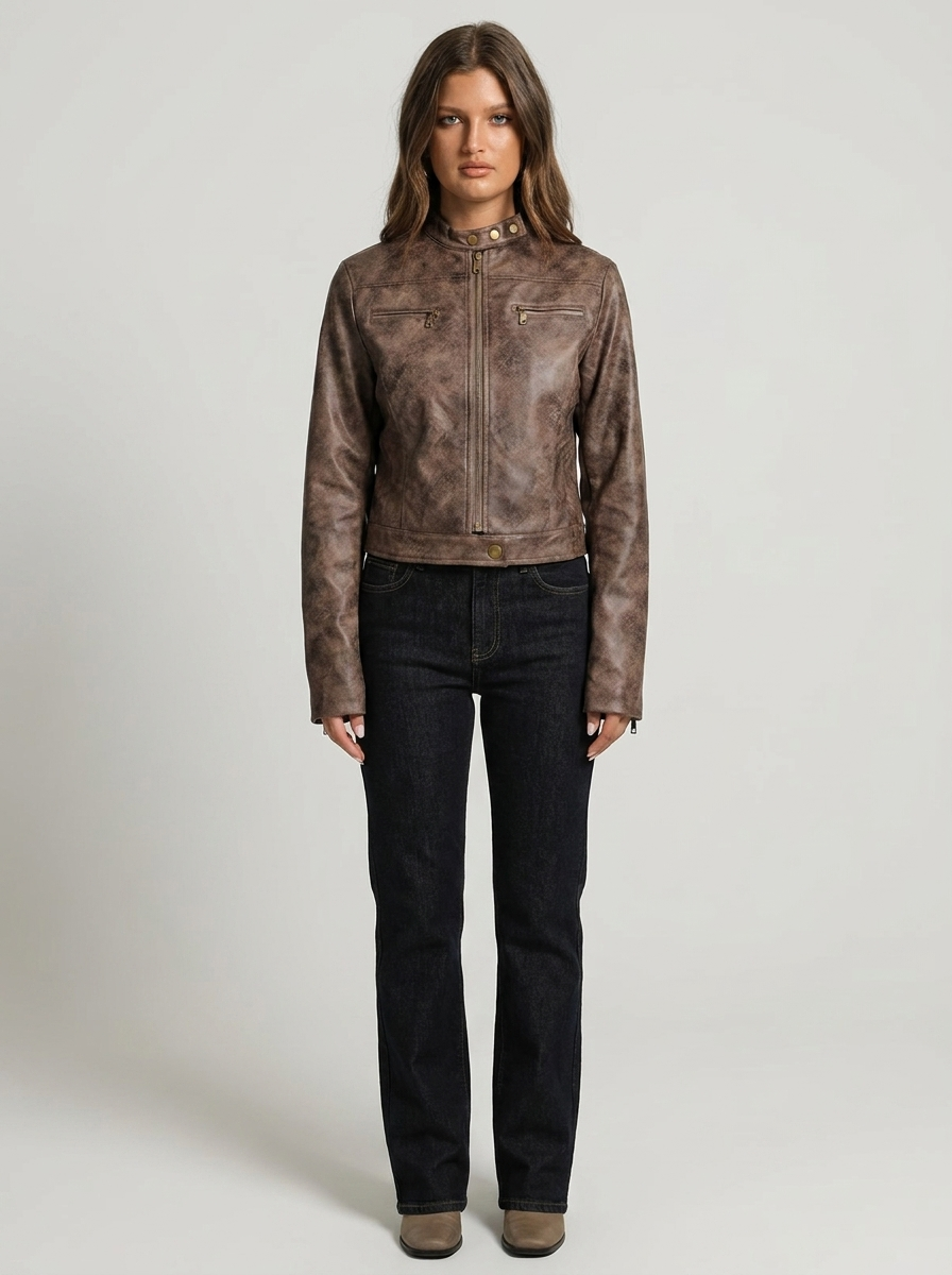 Alessia Cropped Faux Leather Jacket