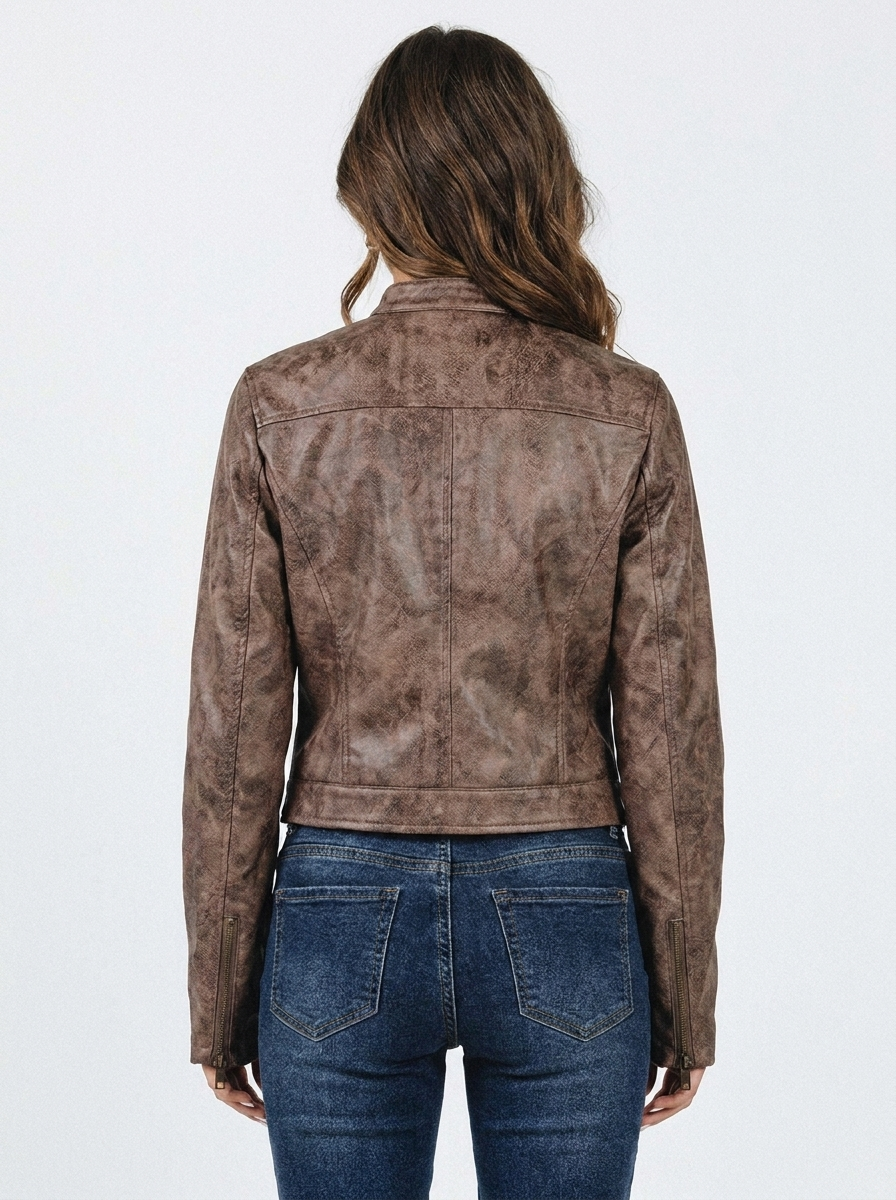 Alessia Cropped Faux Leather Jacket