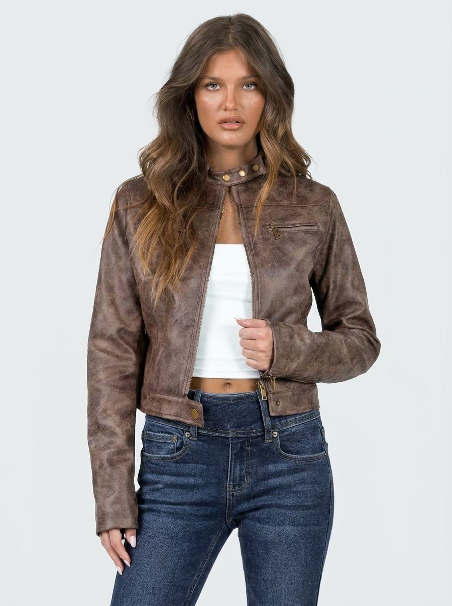 Alessia Cropped Faux Leather Jacket