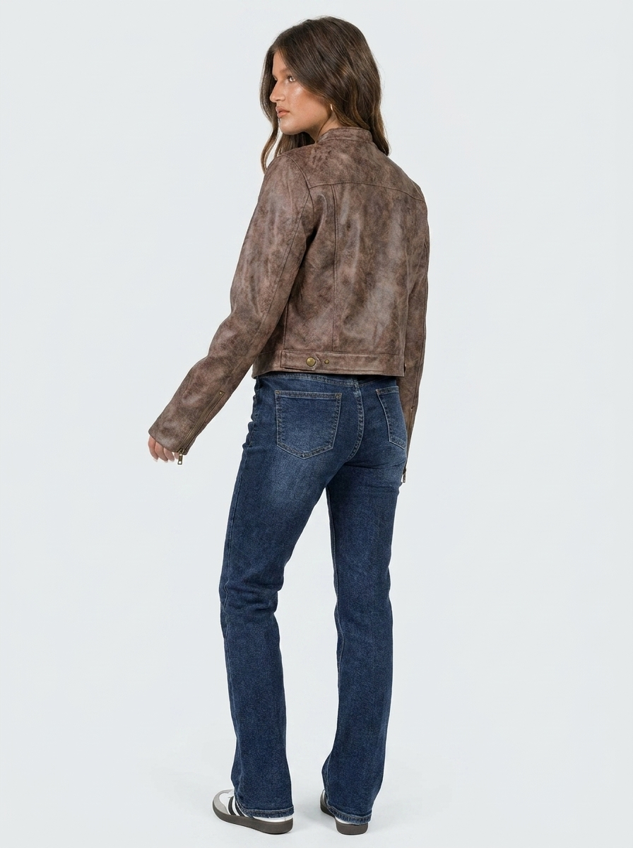 Alessia Cropped Faux Leather Jacket