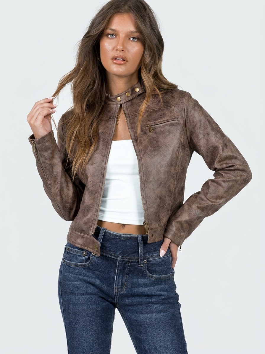 Alessia Cropped Faux Leather Jacket