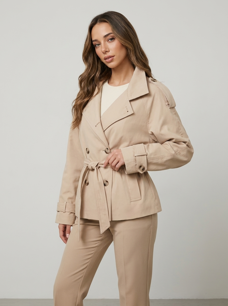 Camille Funnel Neck Trench Coat
