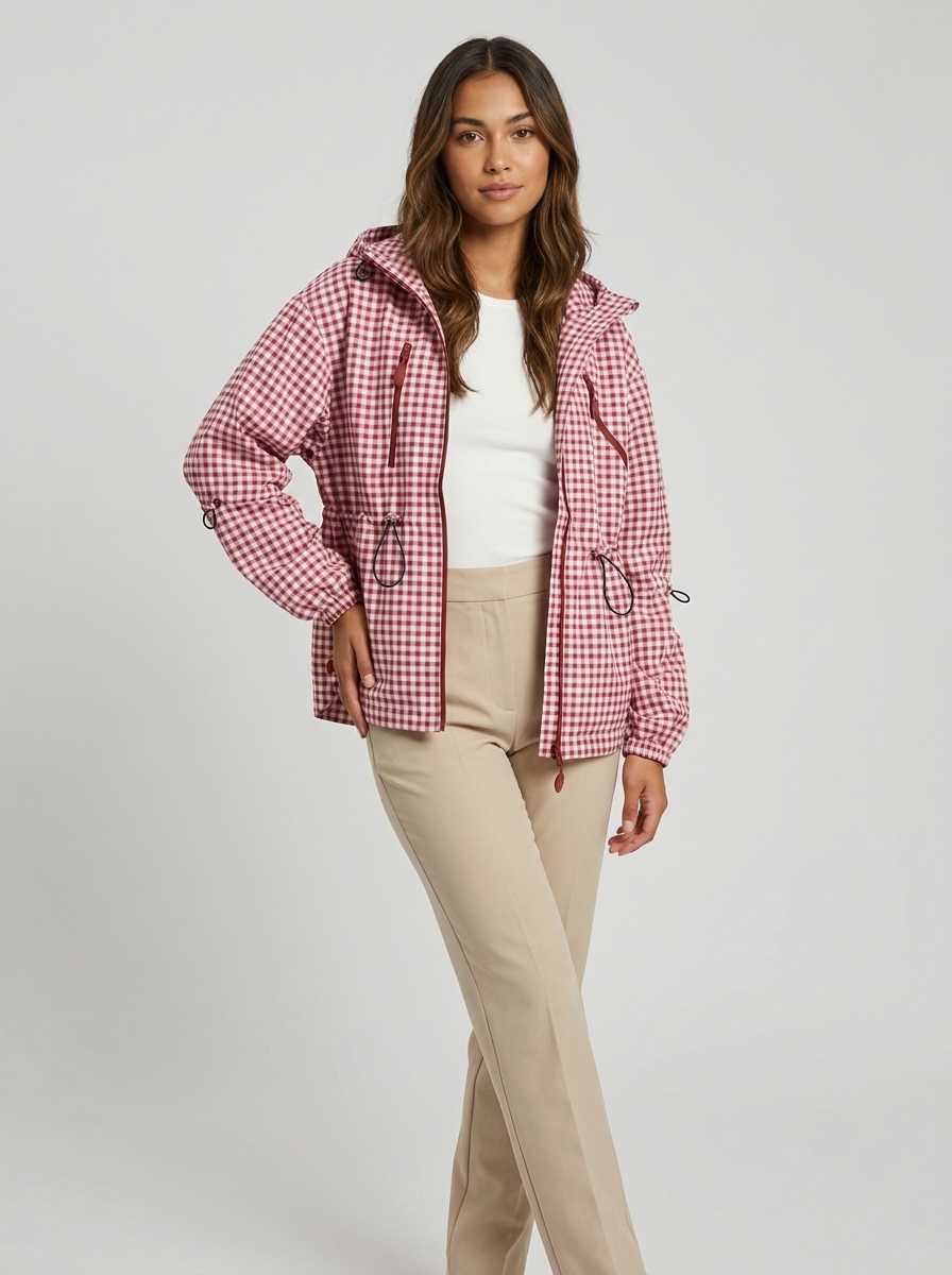 Amelia Waterproof Check Raincoat