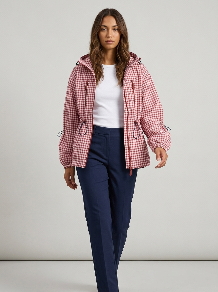 Amelia Waterproof Check Raincoat