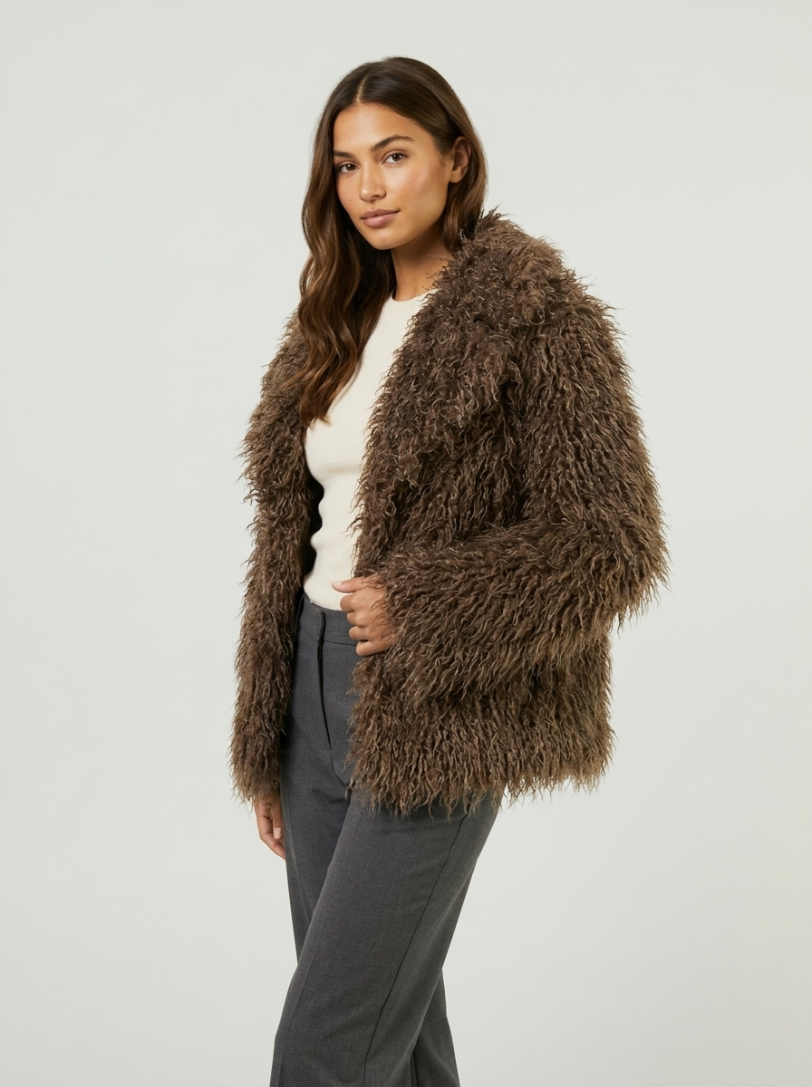 Women's Faux Fur Coat – Valentina Mongolian Faux Fur Coat