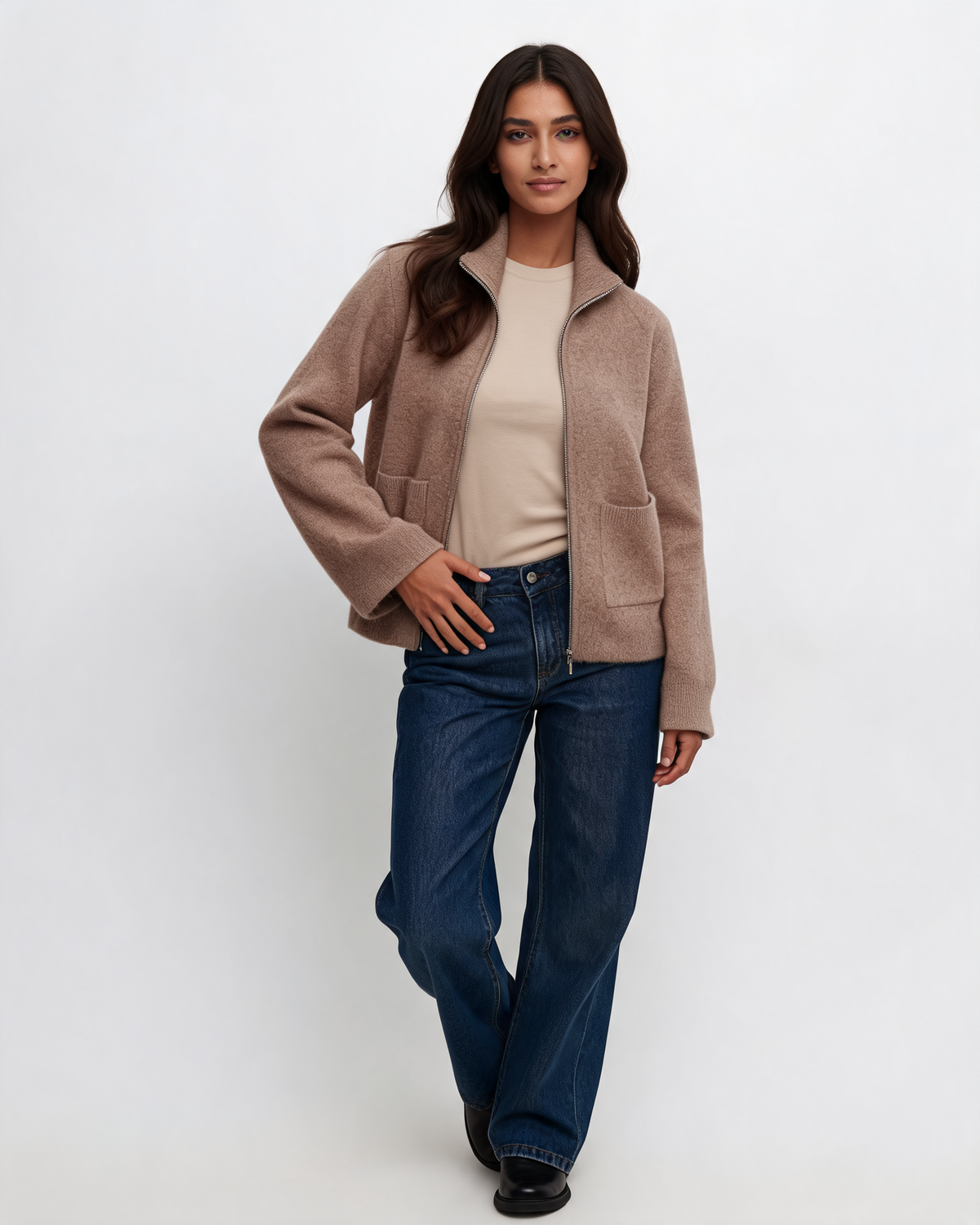 Women's Knit Cardigan – Emilia Zip Front Sweater