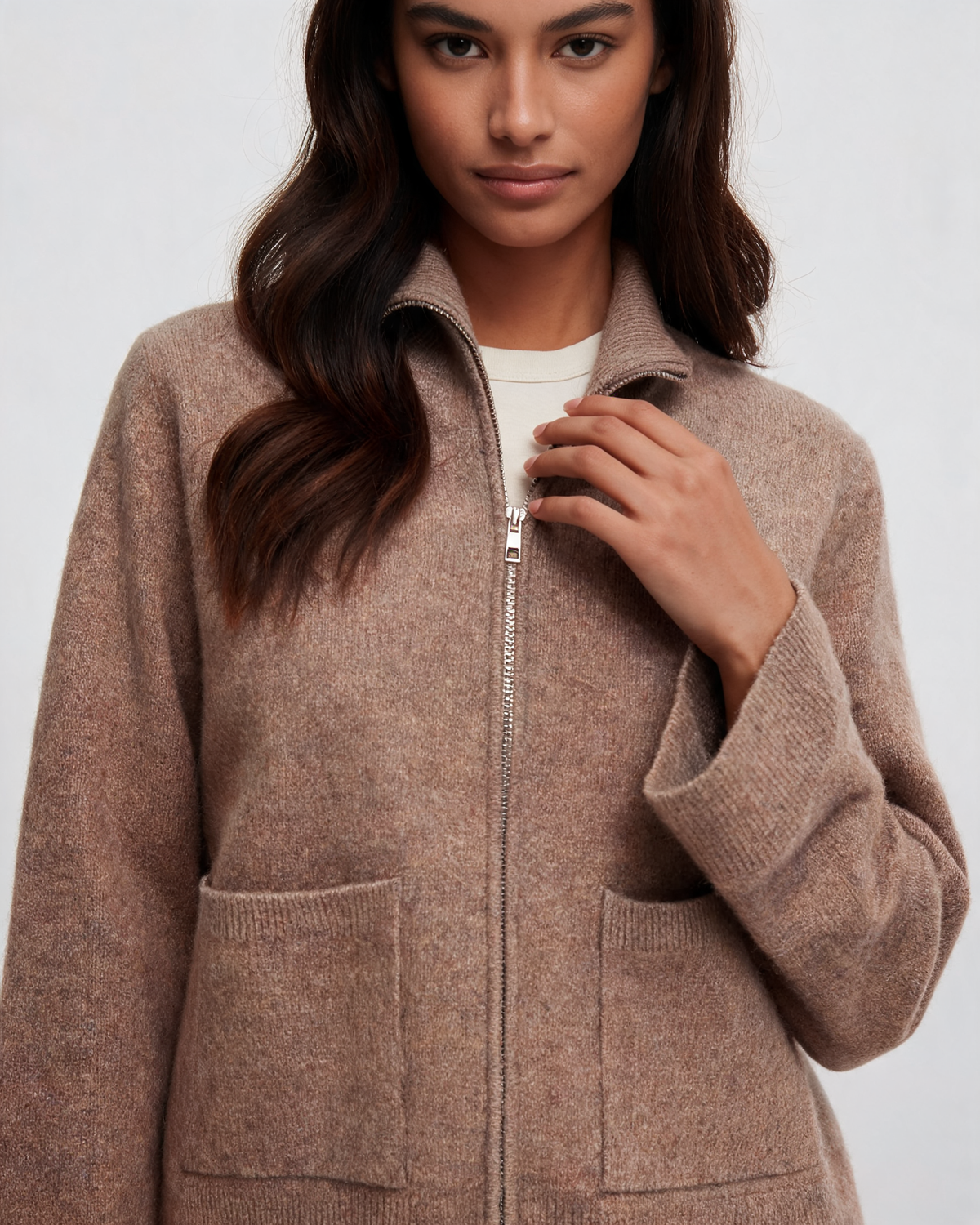 Women's Knit Cardigan – Emilia Zip Front Sweater