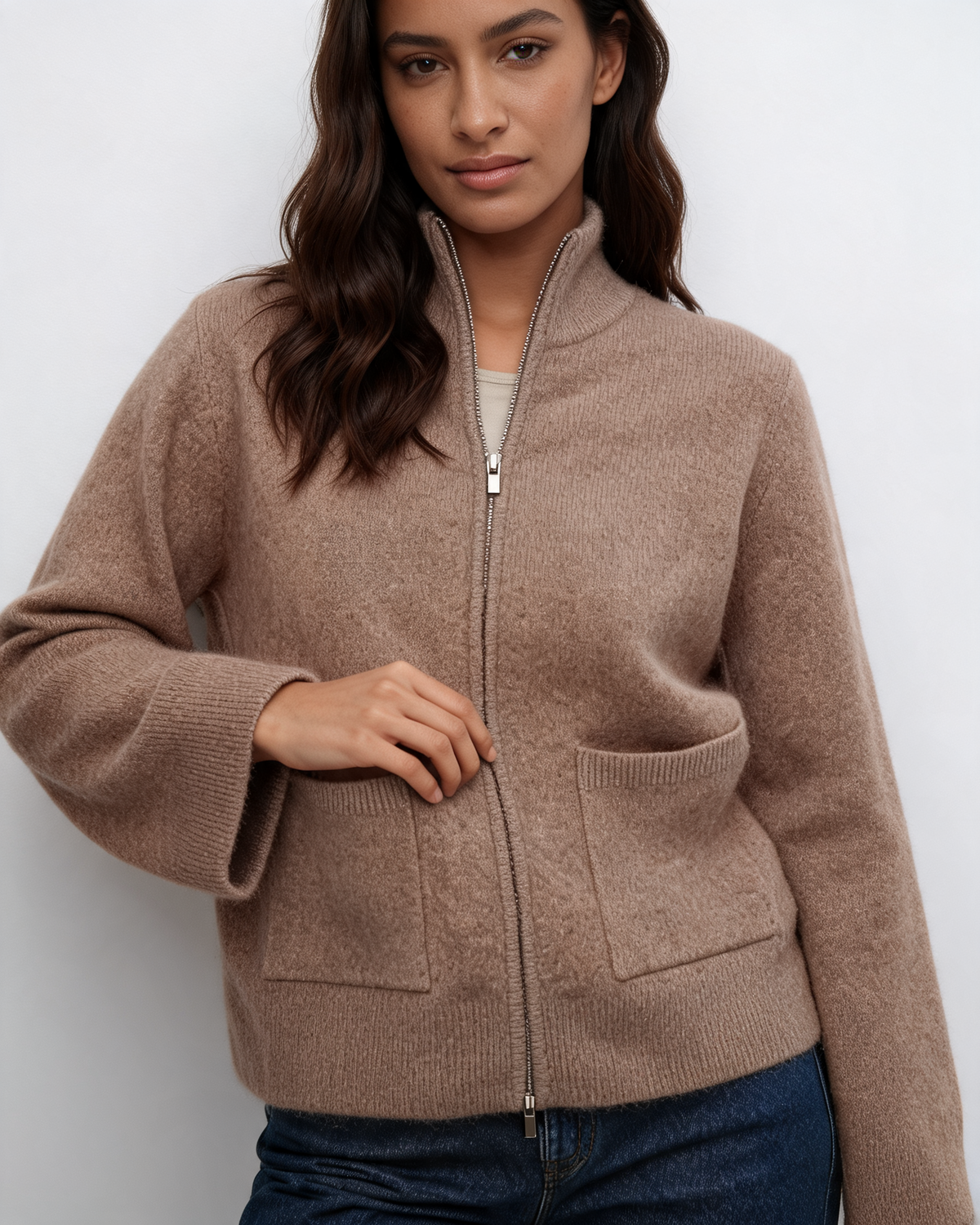 Women's Knit Cardigan – Emilia Zip Front Sweater