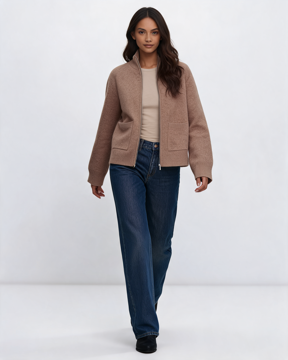 Women's Knit Cardigan – Emilia Zip Front Sweater