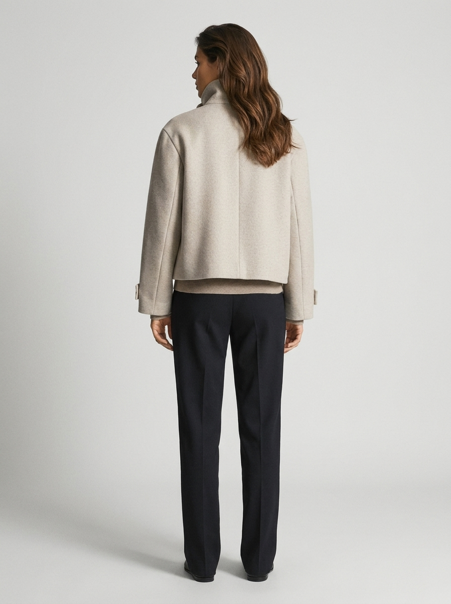 Wool Coat – Emilia Double-Breasted High Collar Coat