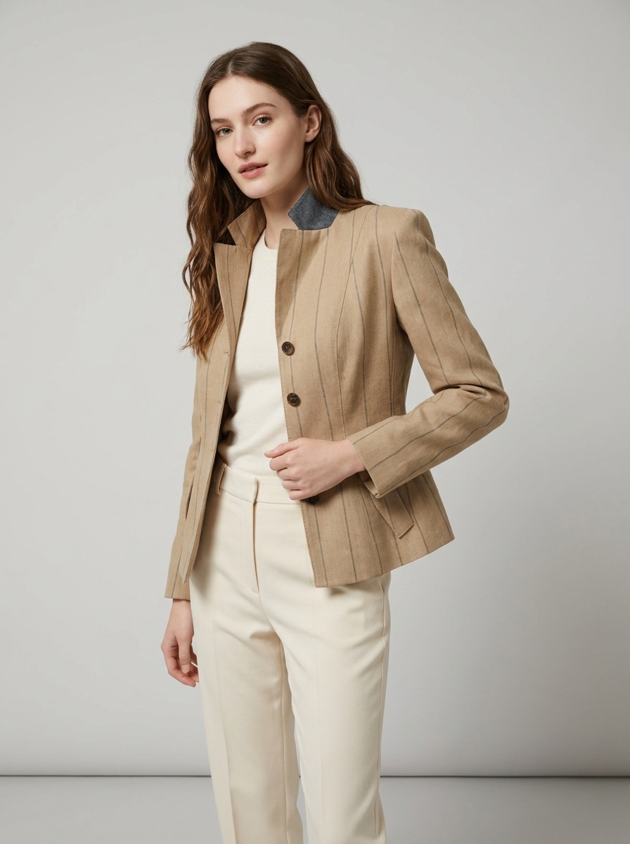 Linen Blazer – Isabella Tailored Striped Blazer