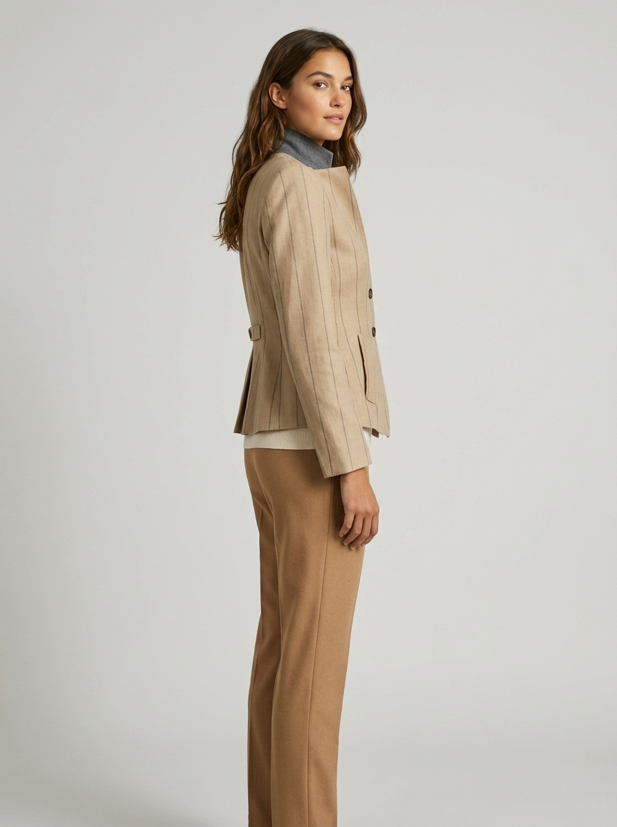 Linen Blazer – Isabella Tailored Striped Blazer