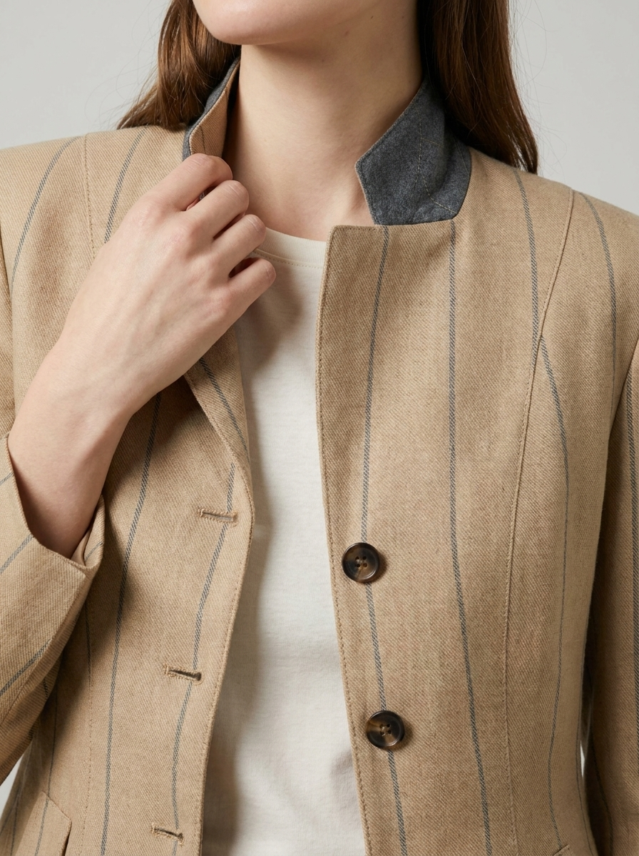 Linen Blazer – Isabella Tailored Striped Blazer
