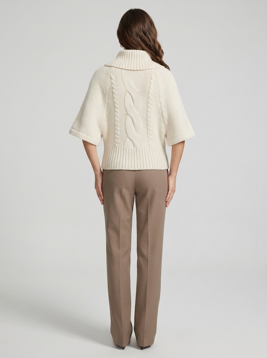 Turtleneck Sweater – Emilia Cable Knit Wool Blend Jumper