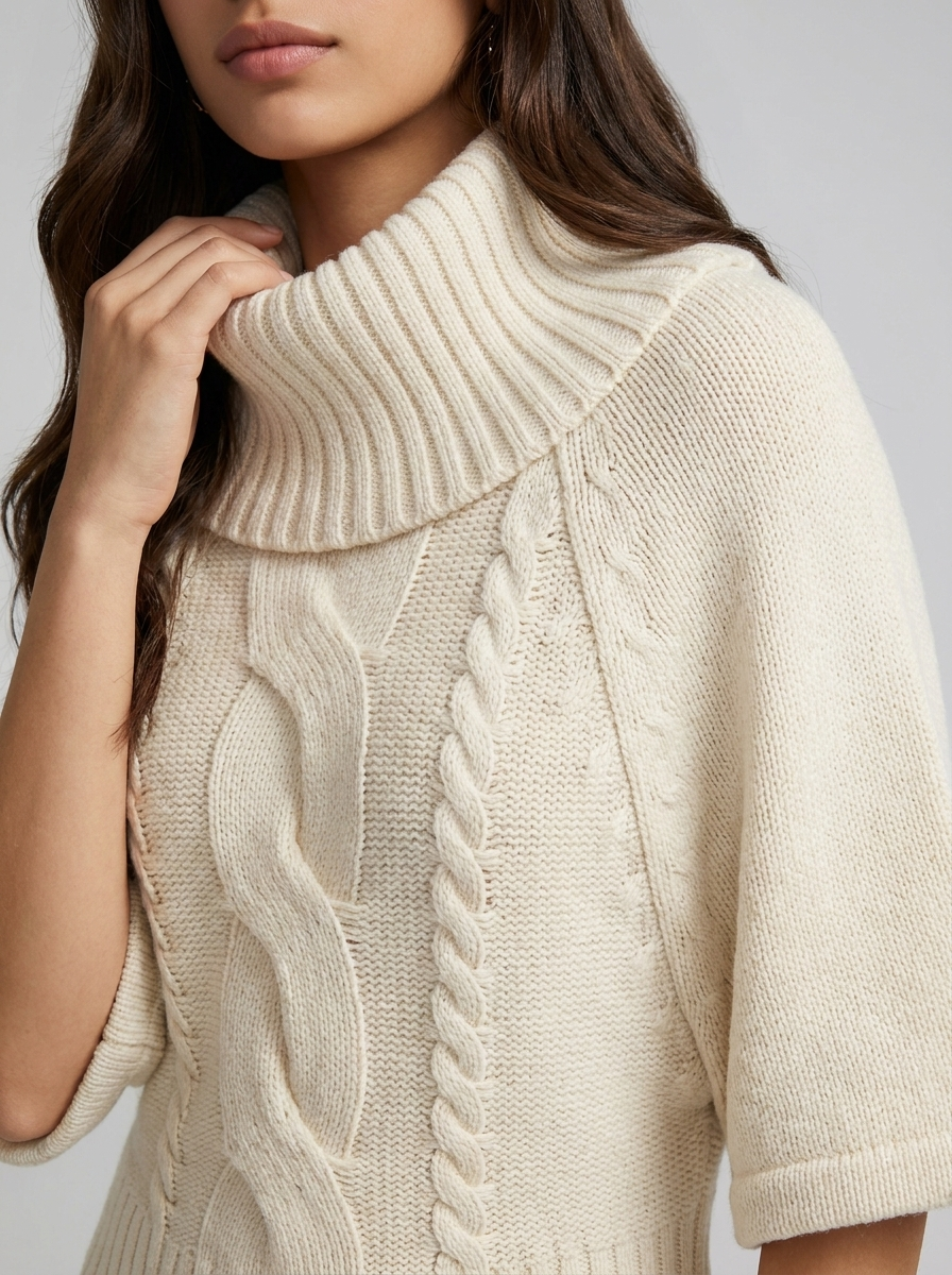 Turtleneck Sweater – Emilia Cable Knit Wool Blend Jumper