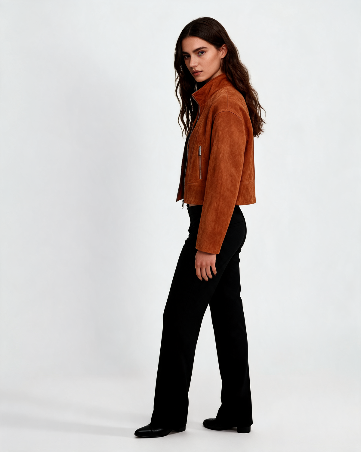 Leather Jacket – Alessia High Neck Leather Jacket