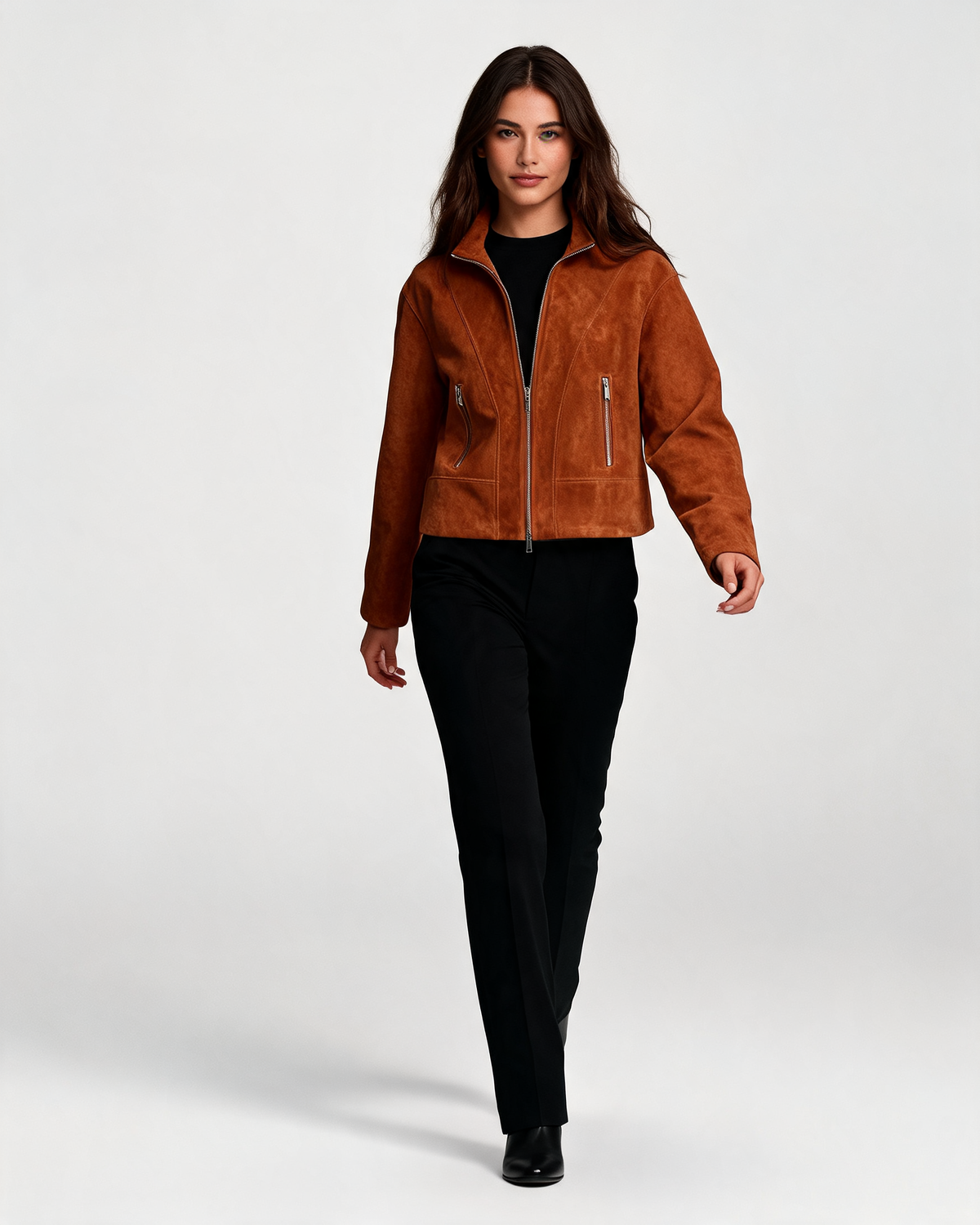 Leather Jacket – Alessia High Neck Leather Jacket