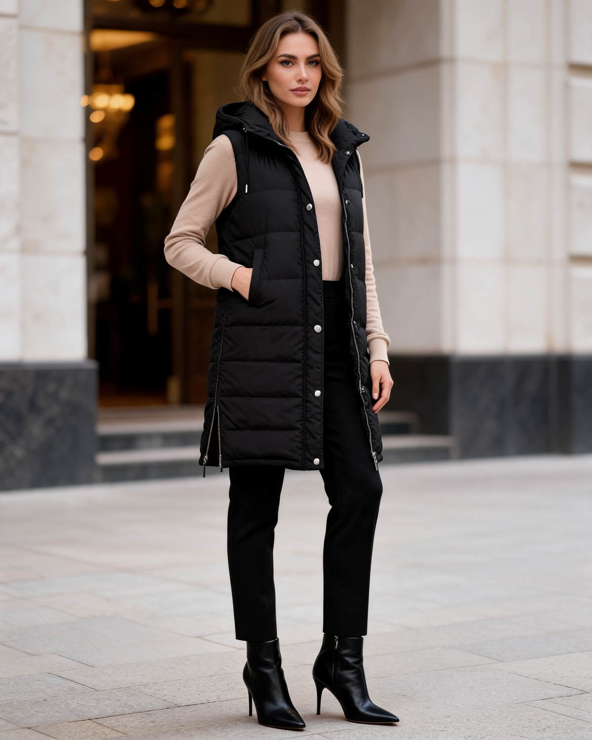Puffer Gilet – Cosima Longline Hooded
