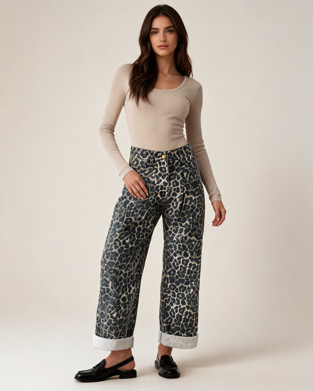 Wide Leg Jeans – Mei Leopard