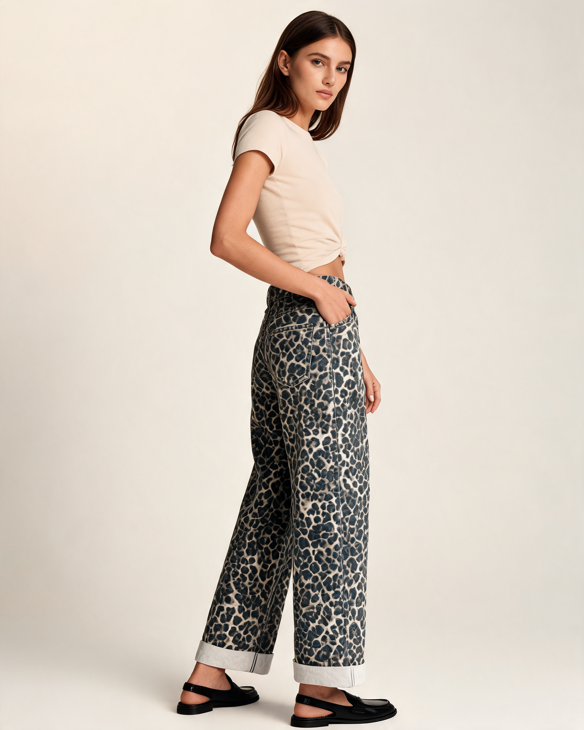 Wide Leg Jeans – Mei Leopard