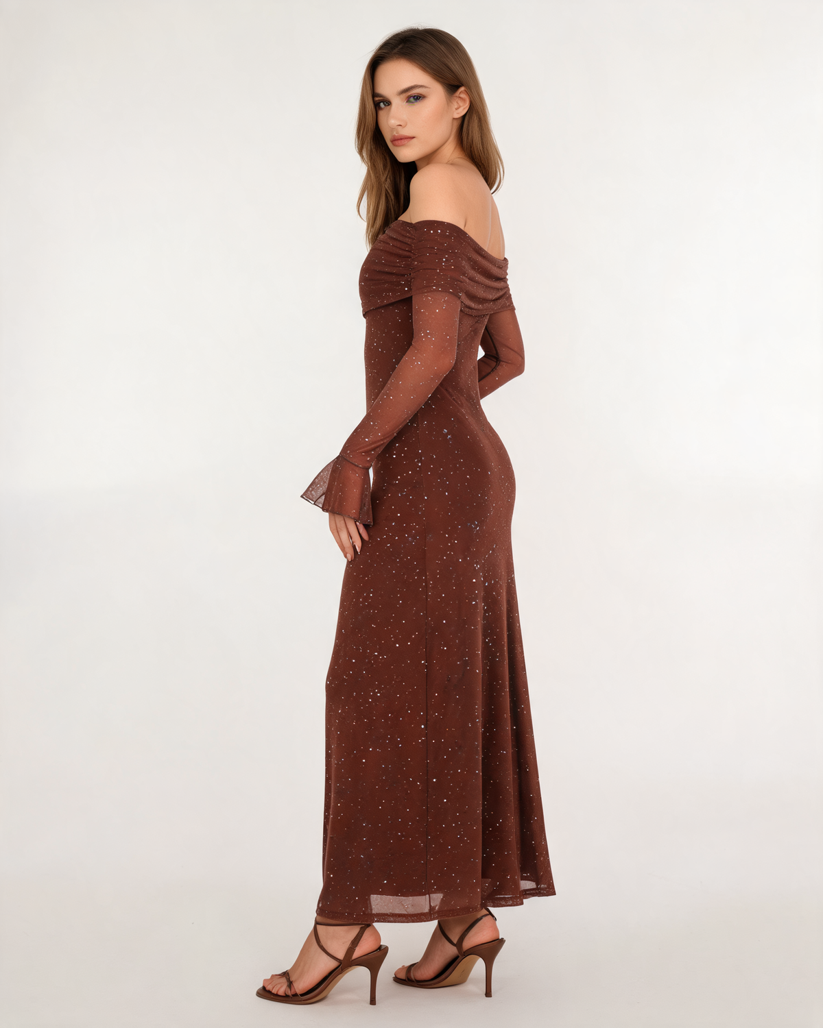 Glitter Dress – Isabeau Off Shoulder Maxi