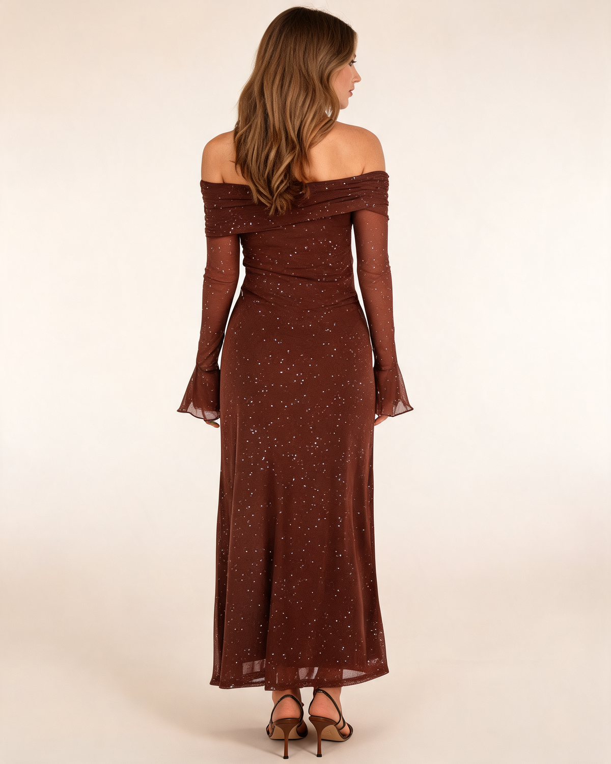 Glitter Dress – Isabeau Off Shoulder Maxi
