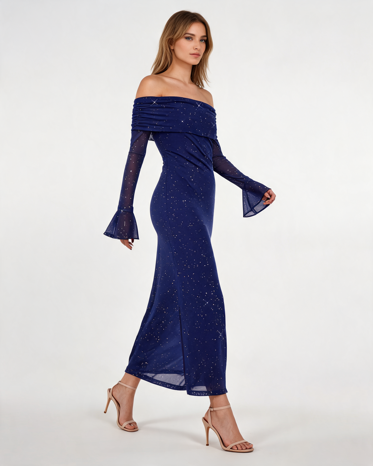 Glitter Dress – Isabeau Off Shoulder Maxi